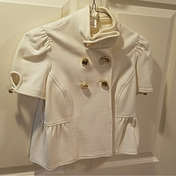 Y2K  Cropped Peplum Blazer w Gold
Buttons w Chain - Picture 1 of 5